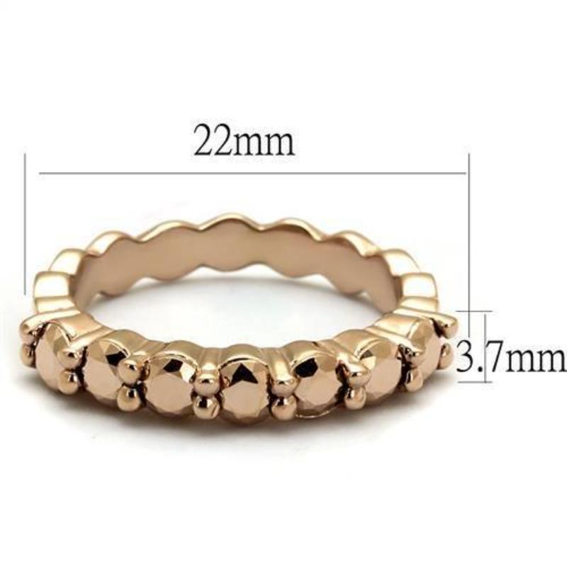 IP Rose Gold(Ion Plating) Brass Ring with AAA Grade CZ in Metallic Light Gold
