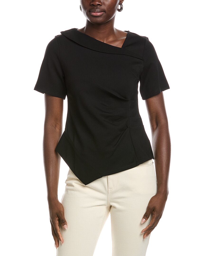 Gracia Asymmetrical Neck Ruched Solid Top