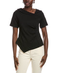 Gracia Asymmetrical Neck Ruched Solid Top