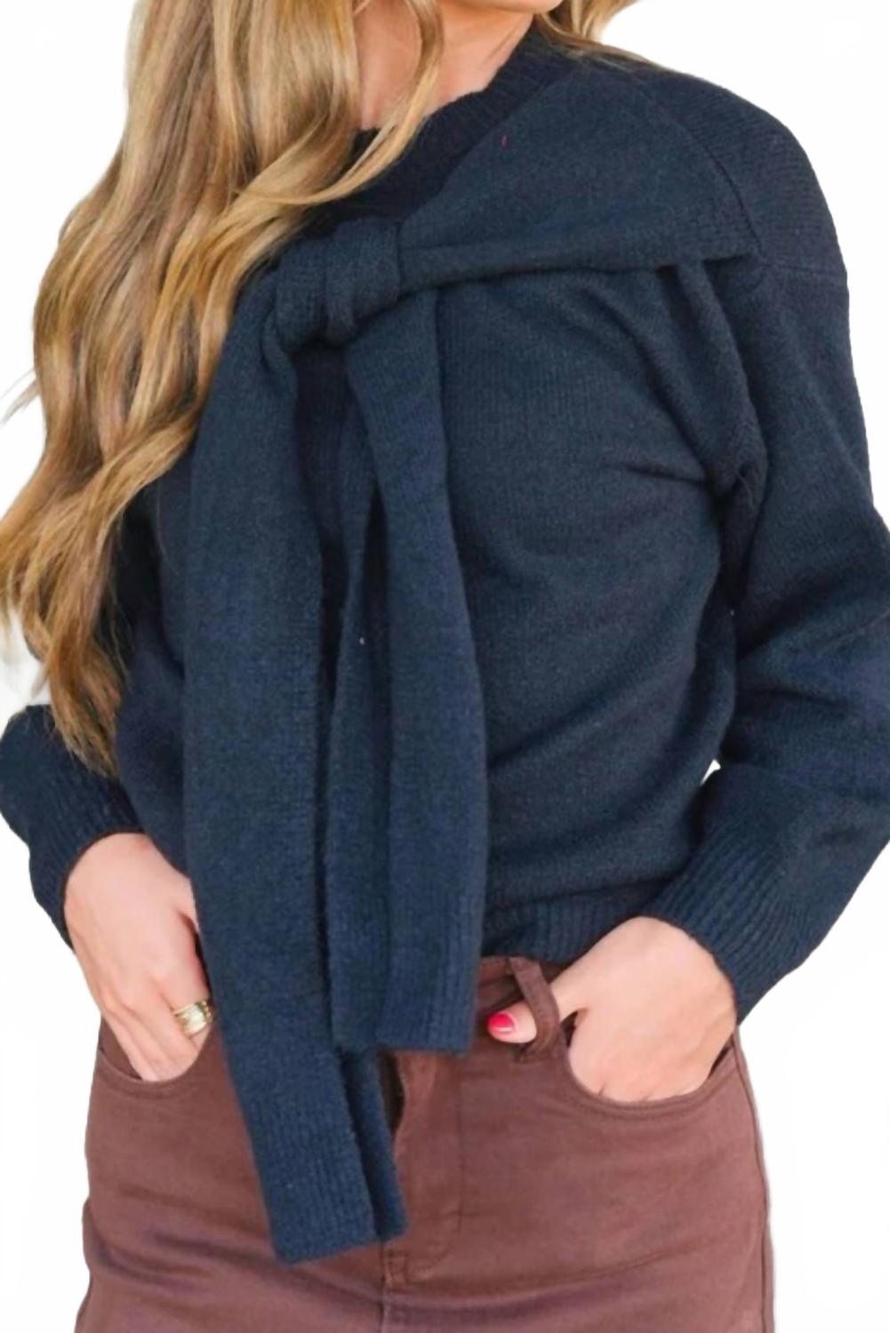 Beau Sweater With Shoulder Ties In Navy