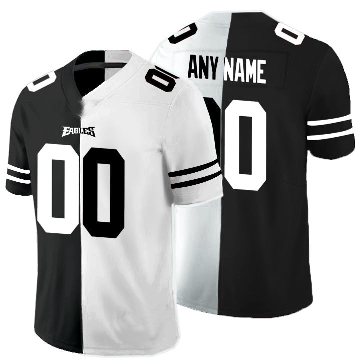 custom Philadelphia Eagles Black And White Split Vapor Untouchable Limited jersey Stitched American Football Jerseys