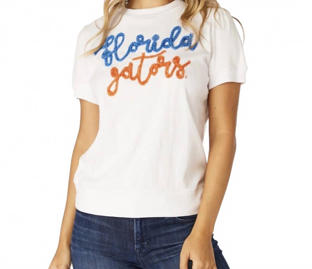Women's Florida Gators Glitter Script Shirt In White