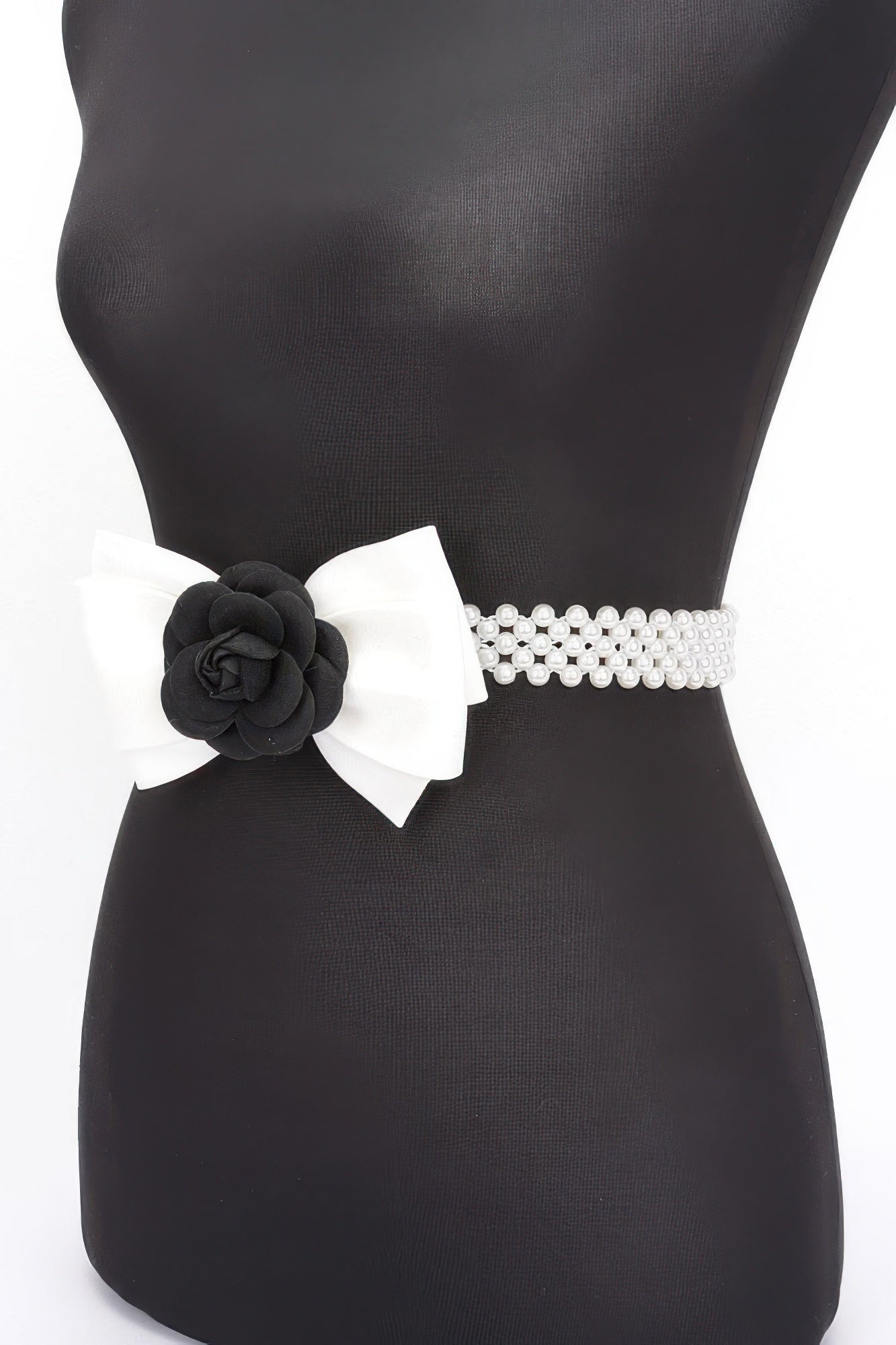 Flower Ribbon Faux Pearl Stretch Belt