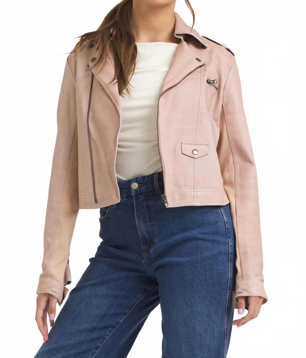 Piper Patina Leather Jacket In Pink