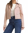 Piper Patina Leather Jacket In Pink
