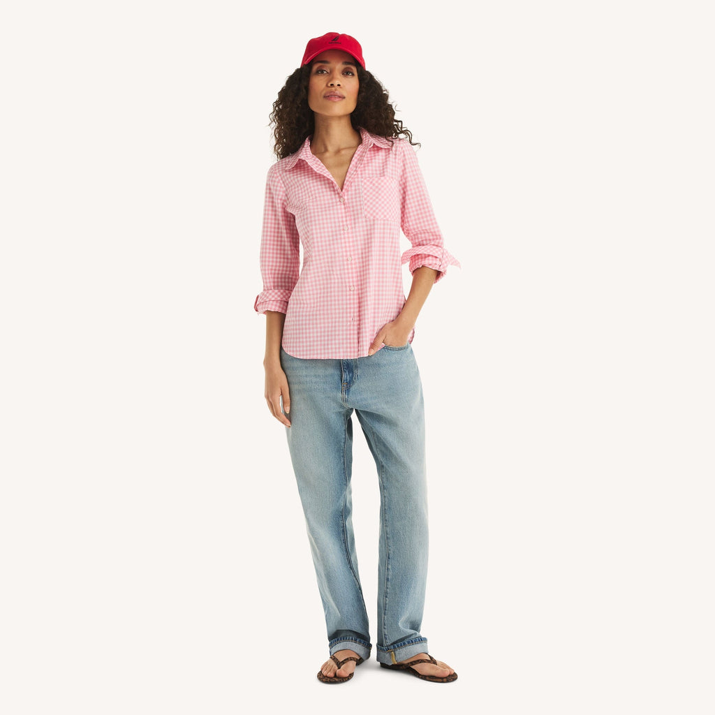 Nautica Womens Gingham Button-Up Shirt