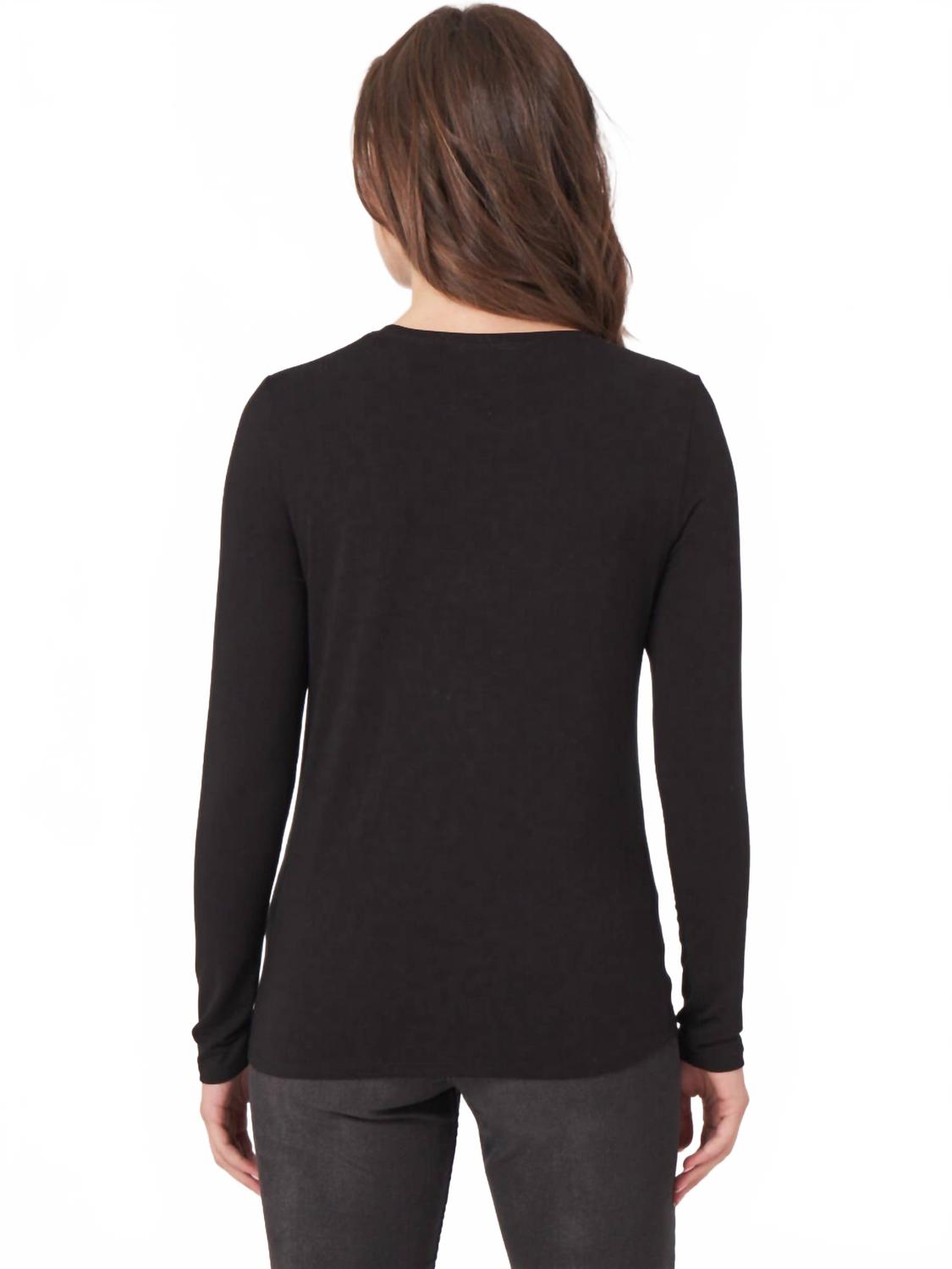 Basic Jewel Neck Long Sleeve Top In Black