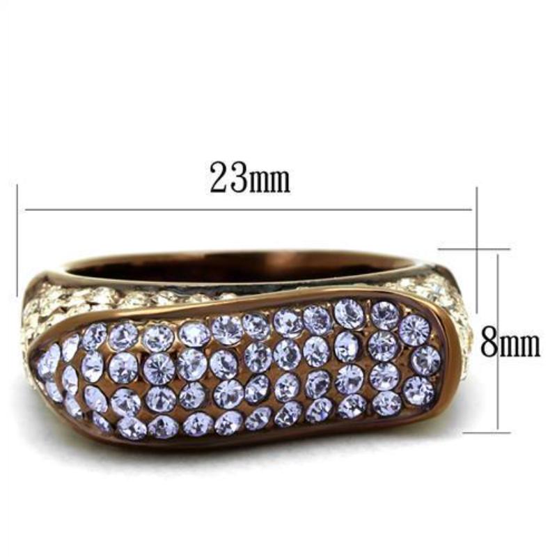 IP Coffee light Stainless Steel Ring with Top Grade Crystal in Multi Color