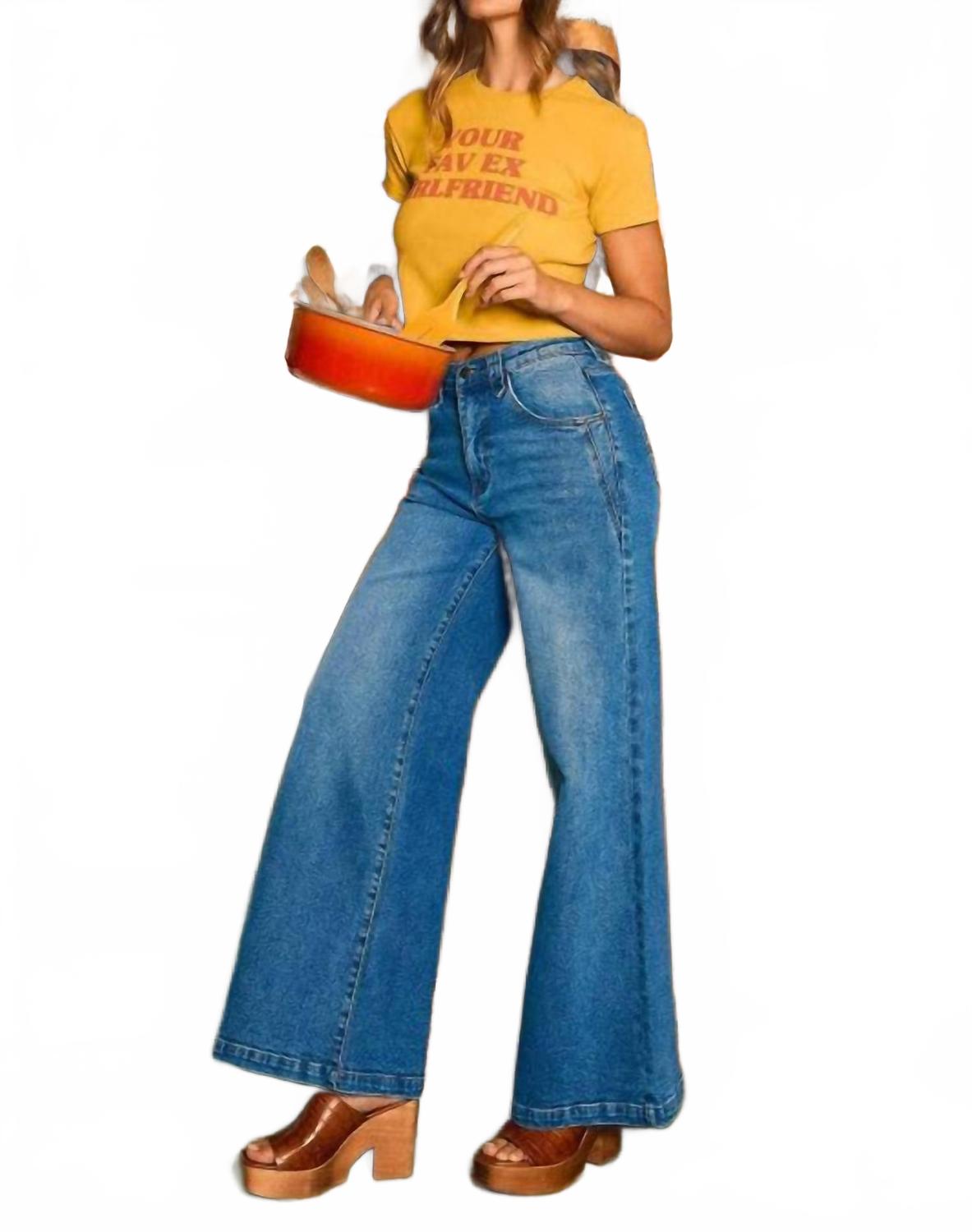 Low Rise Palazzo Jeans In Blue