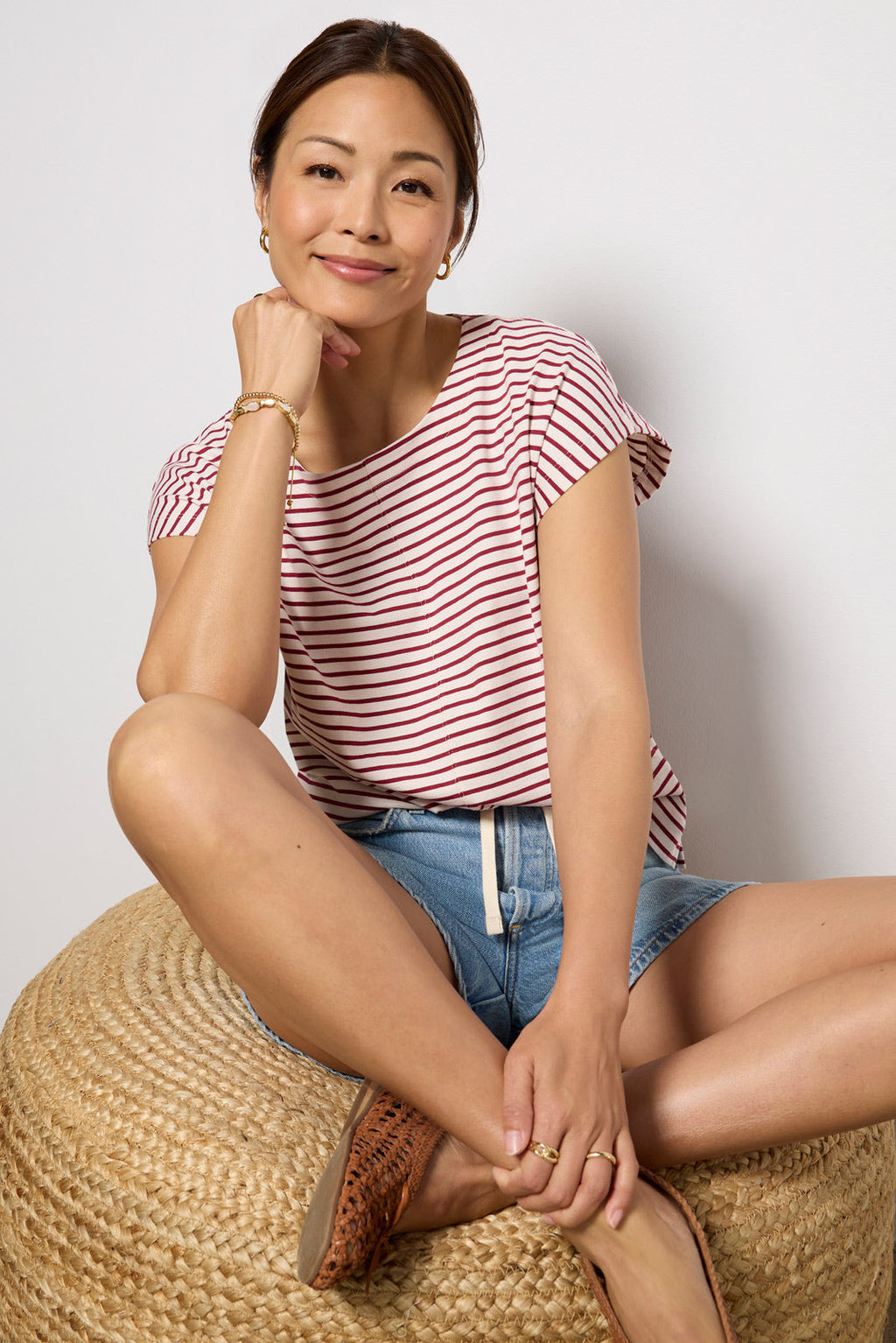 Women's Molly Striped Boatneck Muscle T-Shirt