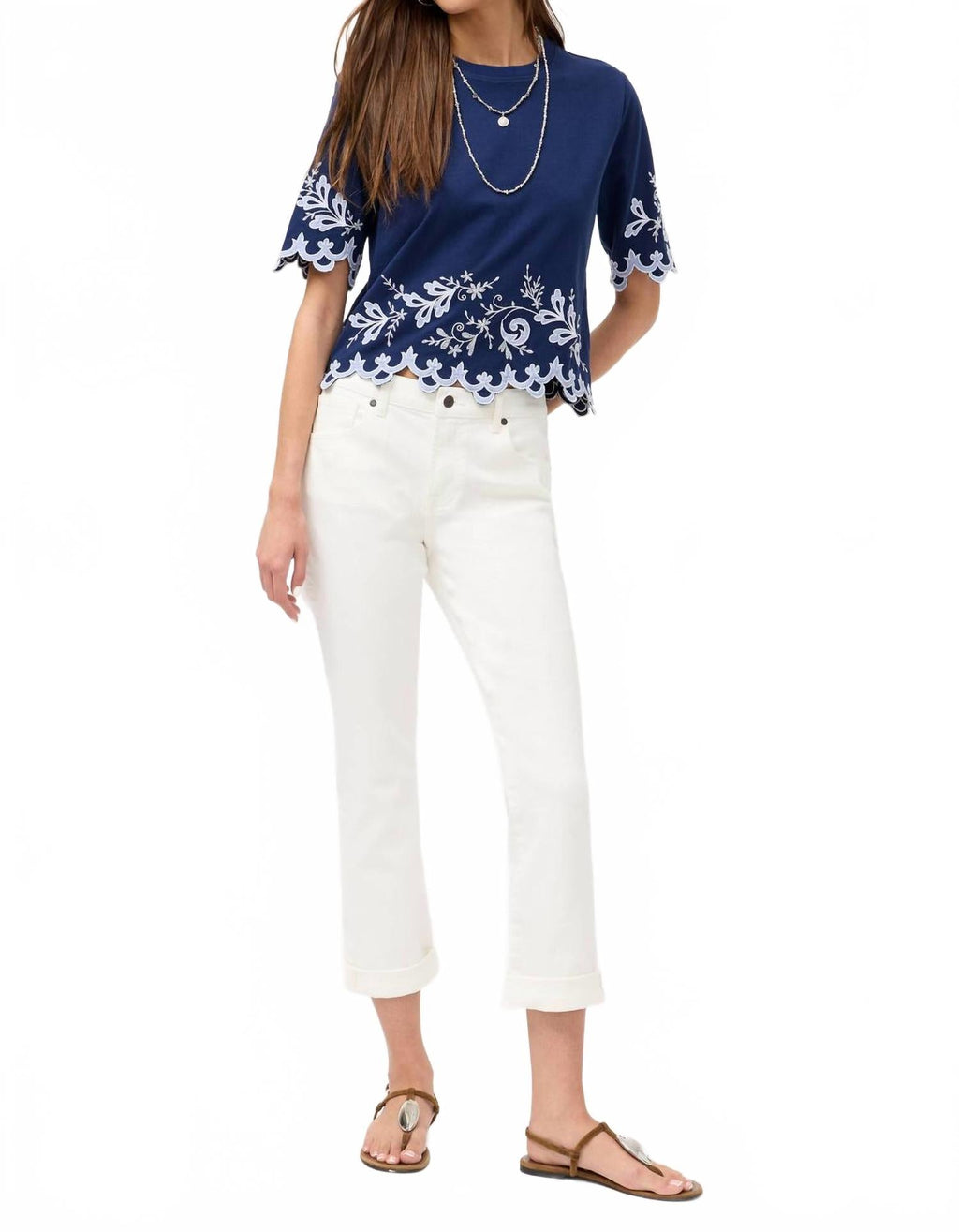 Addeline Elbow Sleeve Tee In Navy