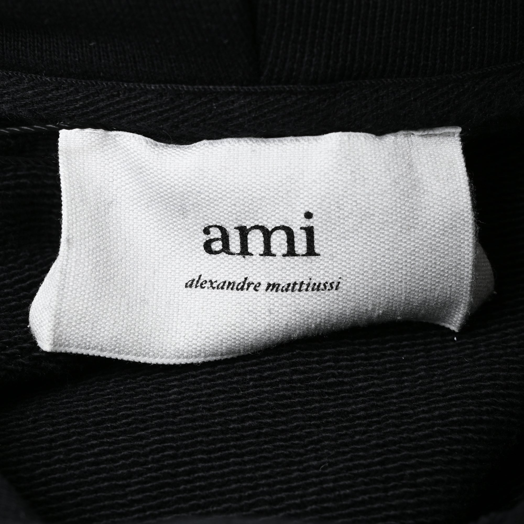 Ami Paris Ami De Coeur Small Logo Hoodie in Black Cotton