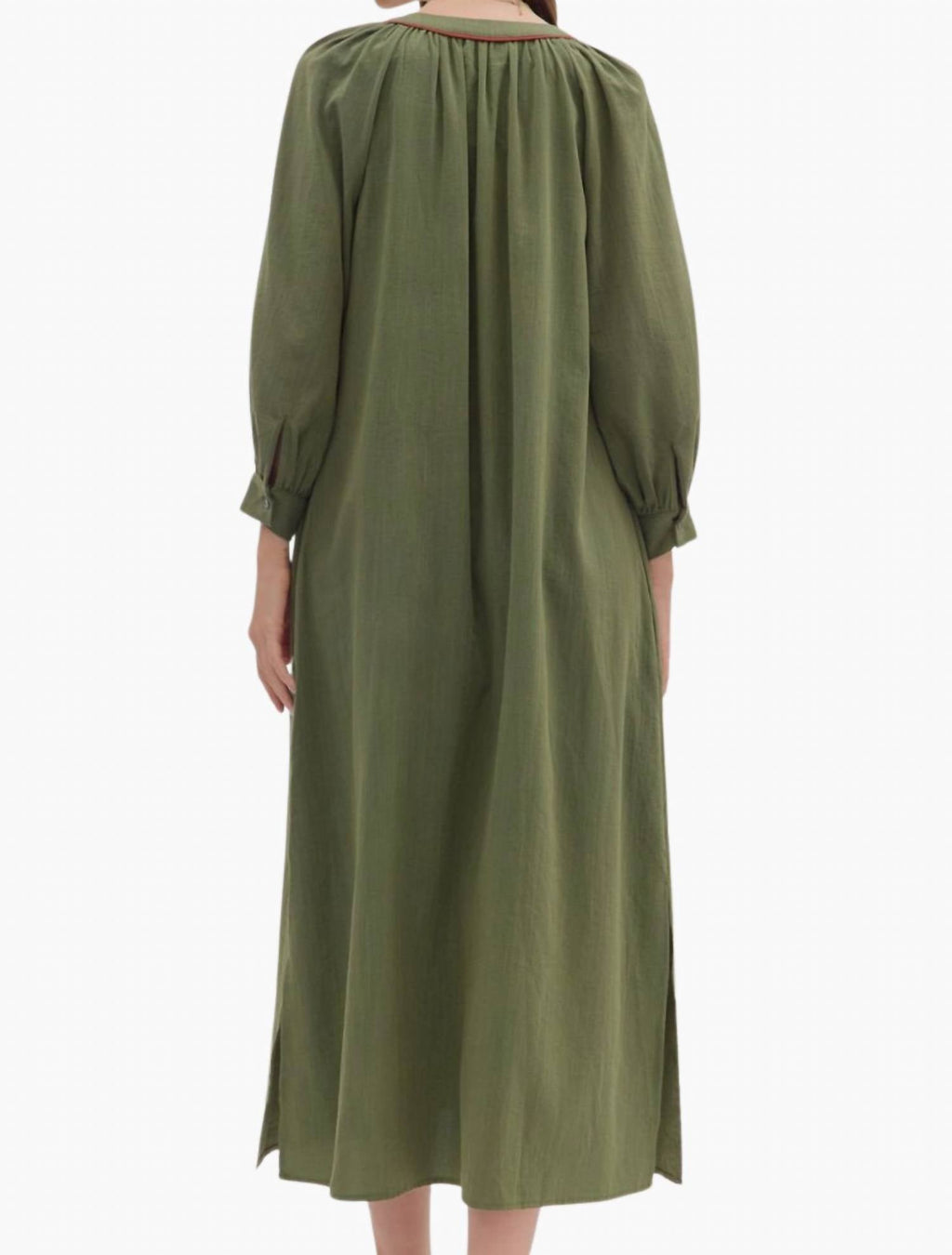 Katy Blockprint Dress In Olive