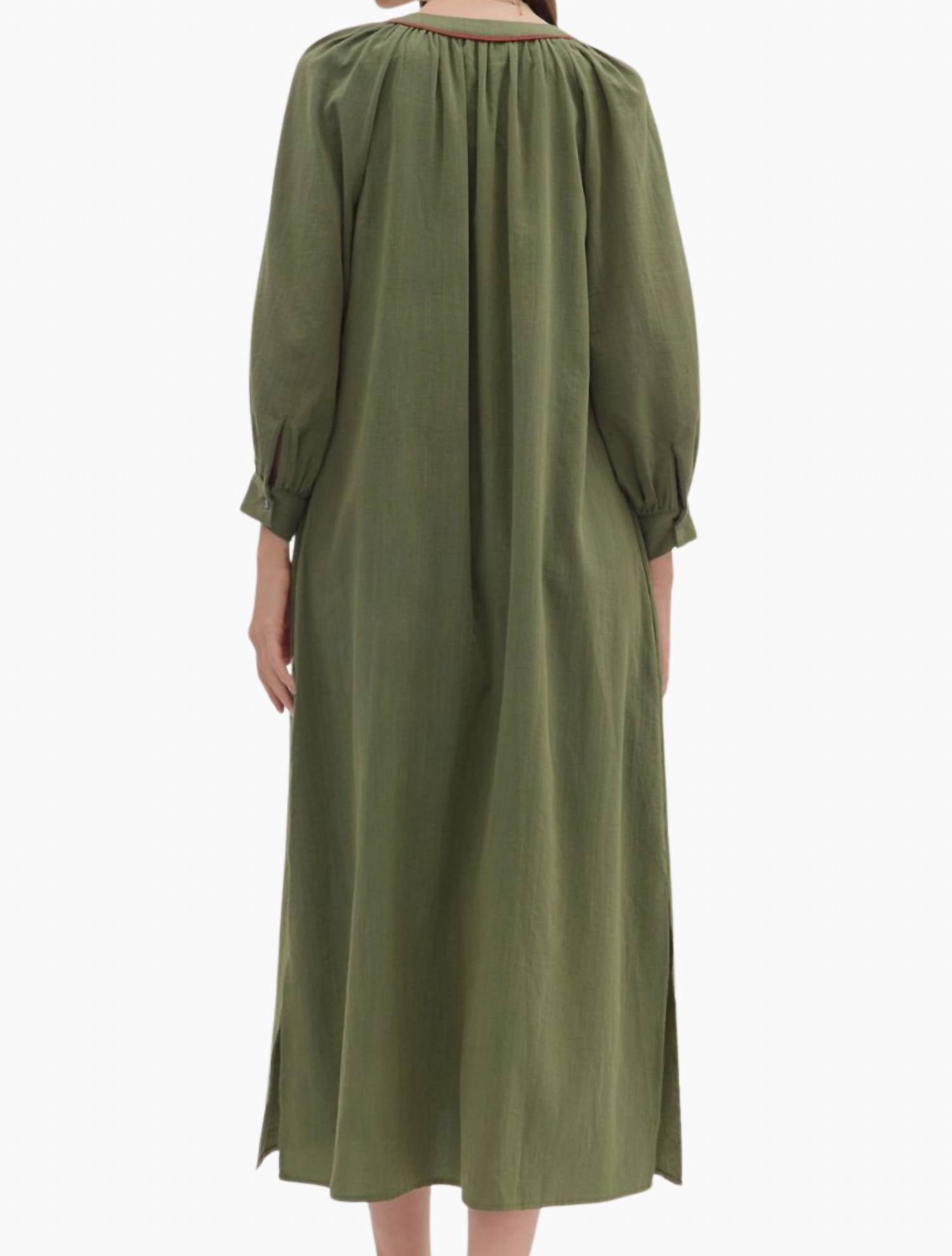 Katy Blockprint Dress In Olive