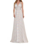 Iridescent Rainbow A-Line Gown In Off-White