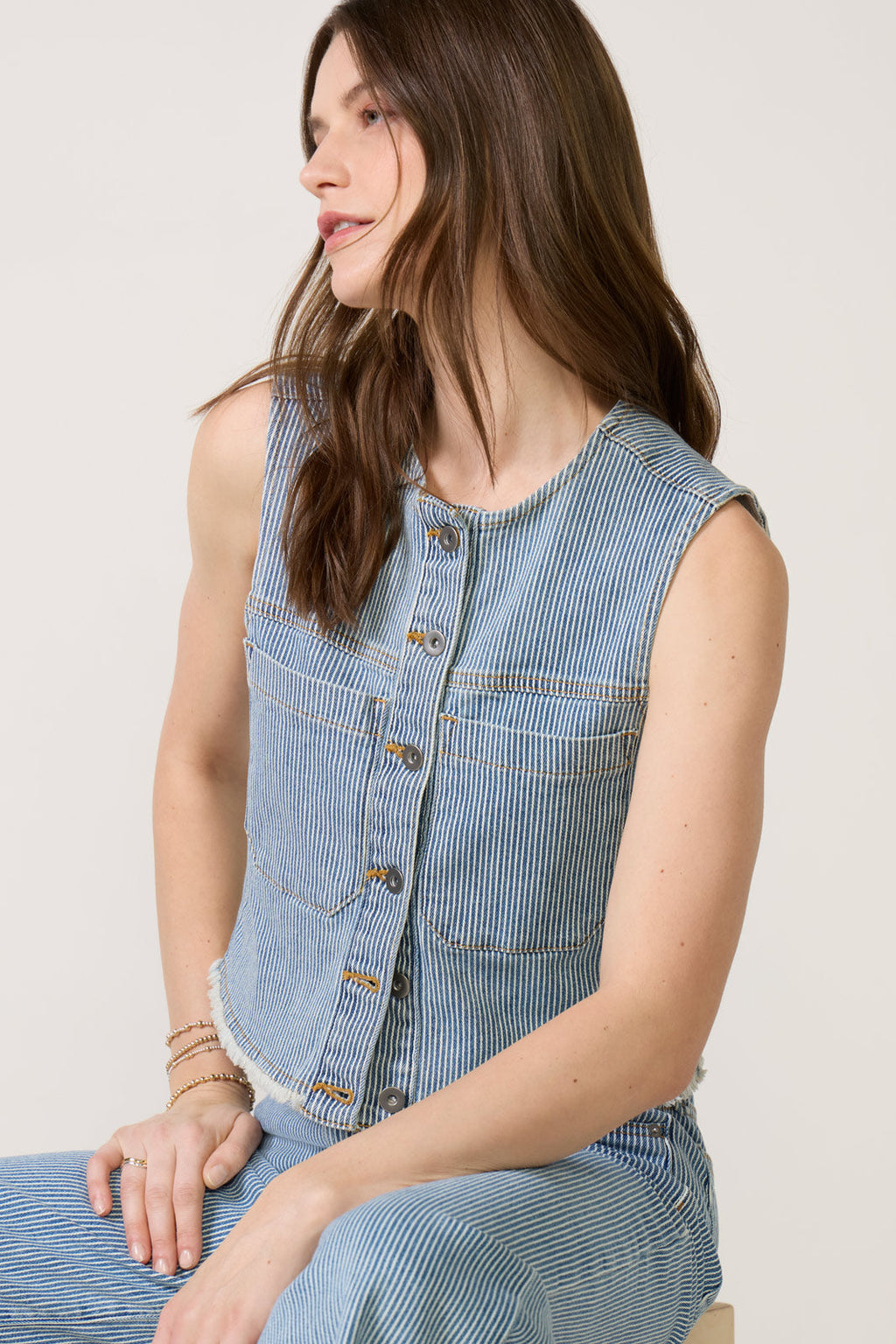Women's Nicki Railroad Stripe Vest
