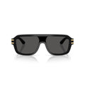 0Dg4507 Rectangular Black Acetate Sunglasses with Gold Accents