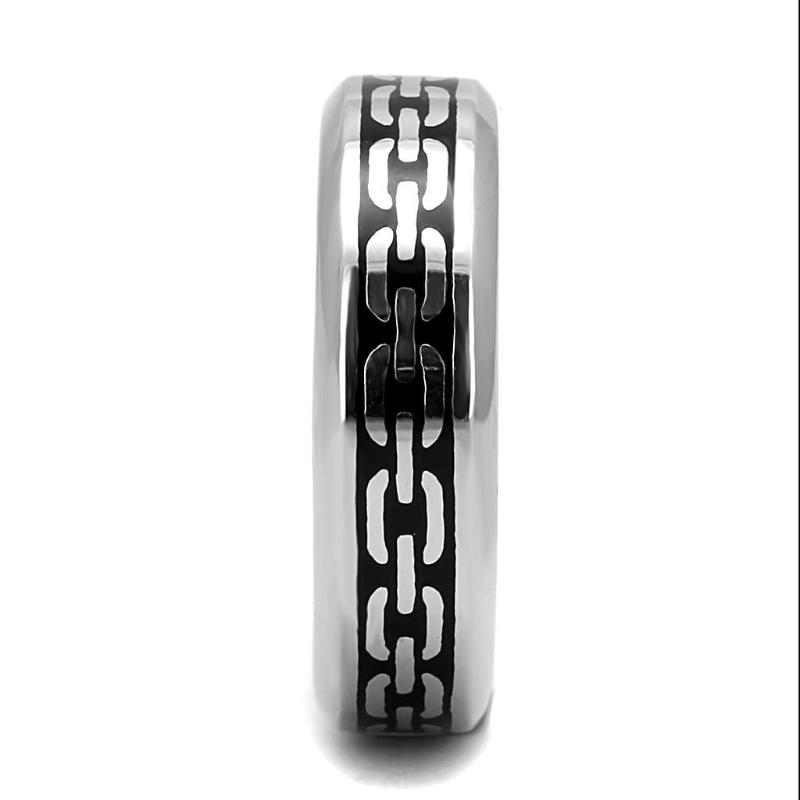 High polished (no plating) Stainless Steel Ring with Epoxy in Jet
