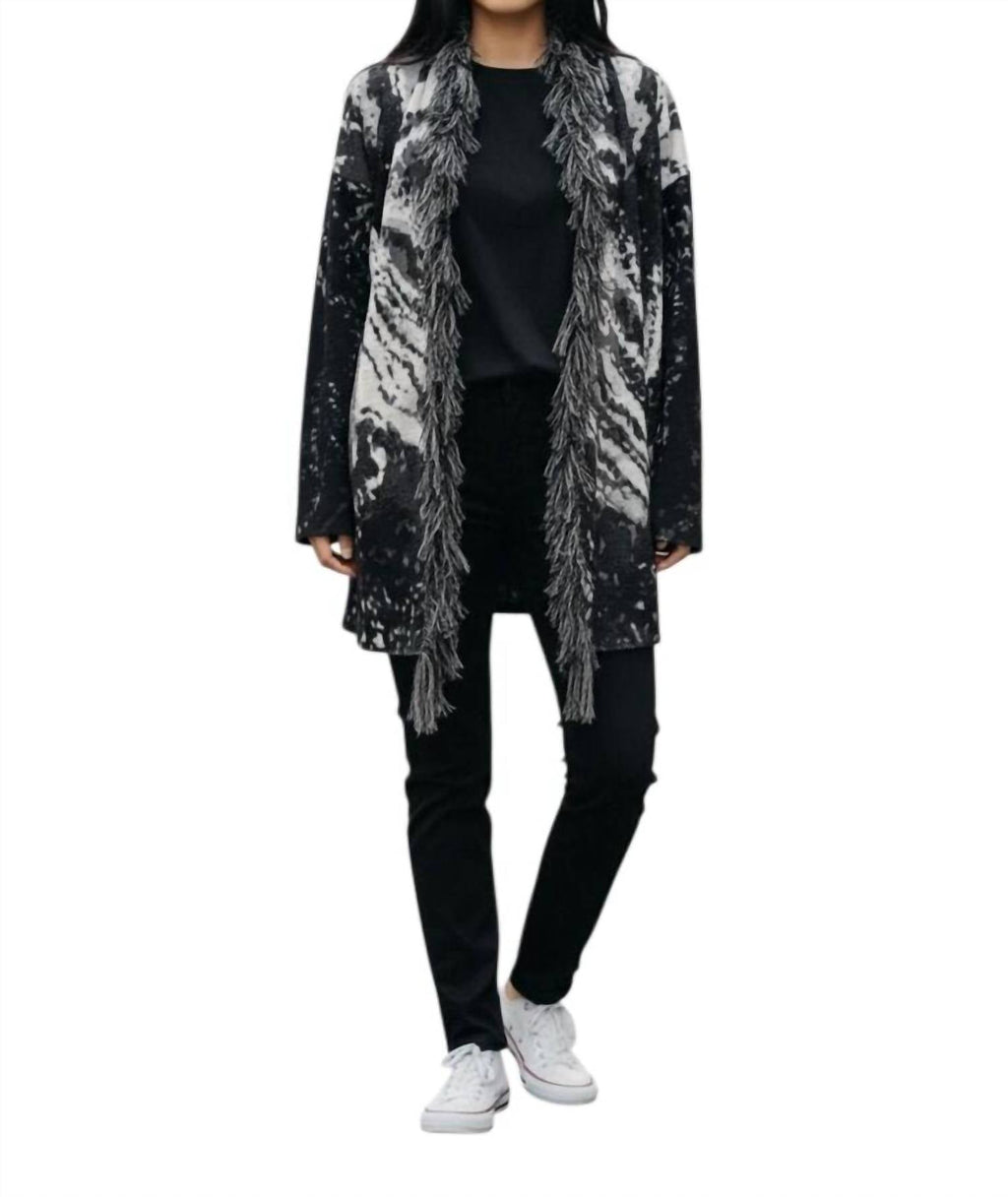 Tassel Trim Cardigan In Black