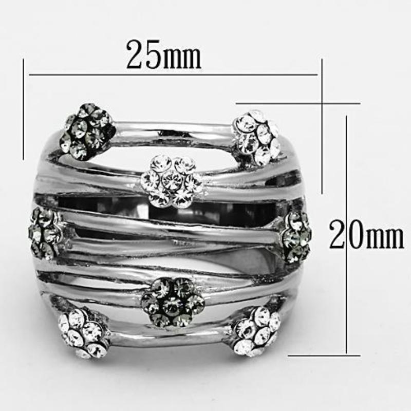 High polished (no plating) Stainless Steel Ring with Epoxy in Jet