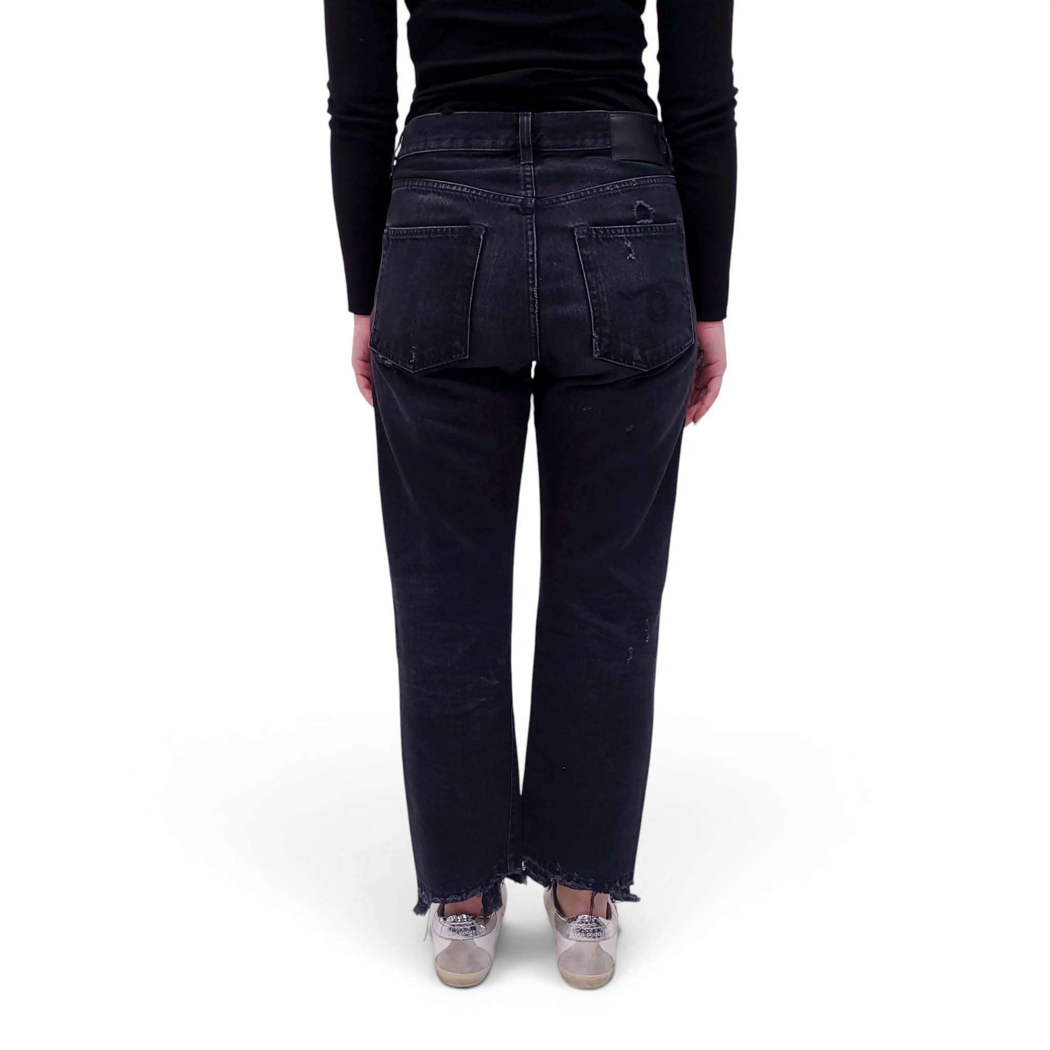 R13 DARK GREY 'BOYFRIEND' JEANS - SIZE 25