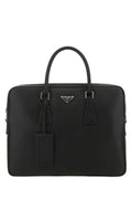 Prada Men Black Leather Brief Case