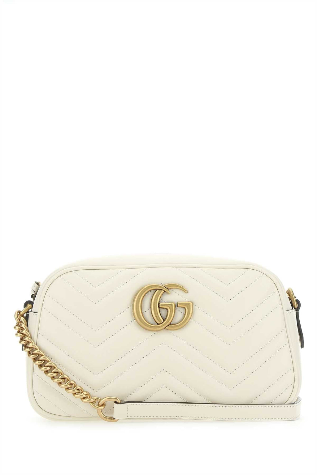 Gucci Women Ivory Leather Small Marmont Crossbody Bag