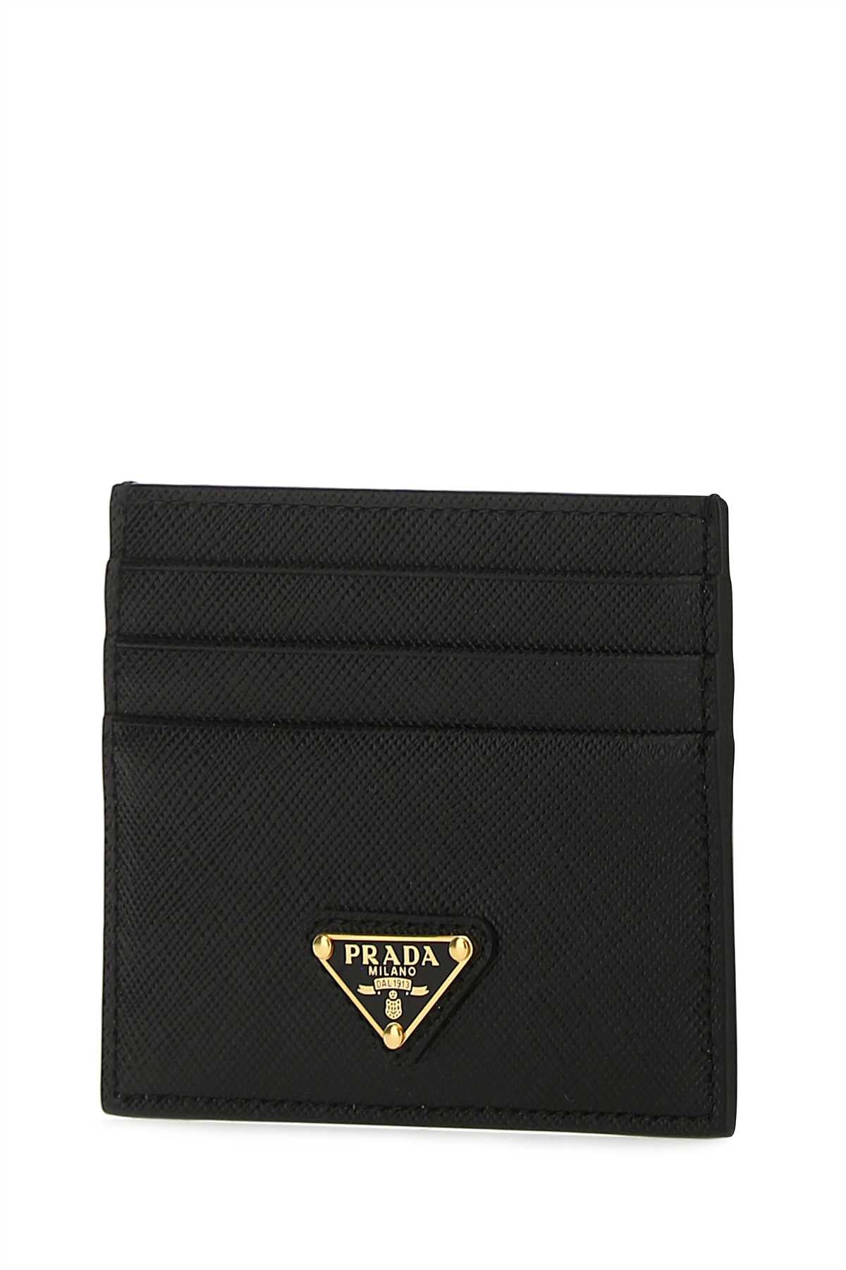 Prada Women Black Leather Card Holder