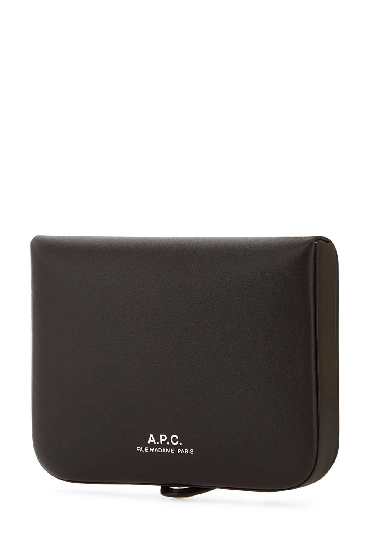 A.P.C. Men Dark Brown Leather Card Holder