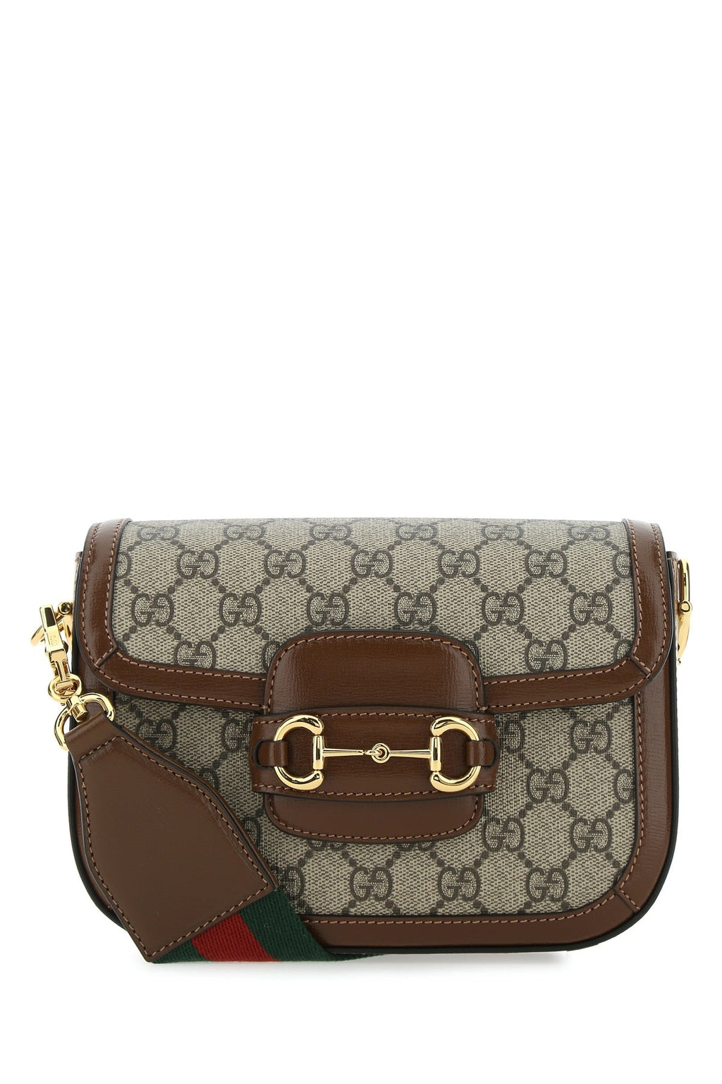 Gucci Women Gg Supreme Fabric And Leather Mini Horsebit 1955 Crossbody Bag