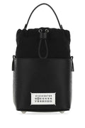 Maison Margiela Women Black Leather And Canvas Mini 5Ac Bucket Bag