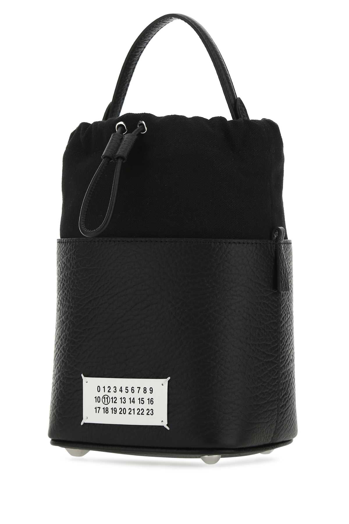 Maison Margiela Women Black Leather And Canvas Mini 5Ac Bucket Bag