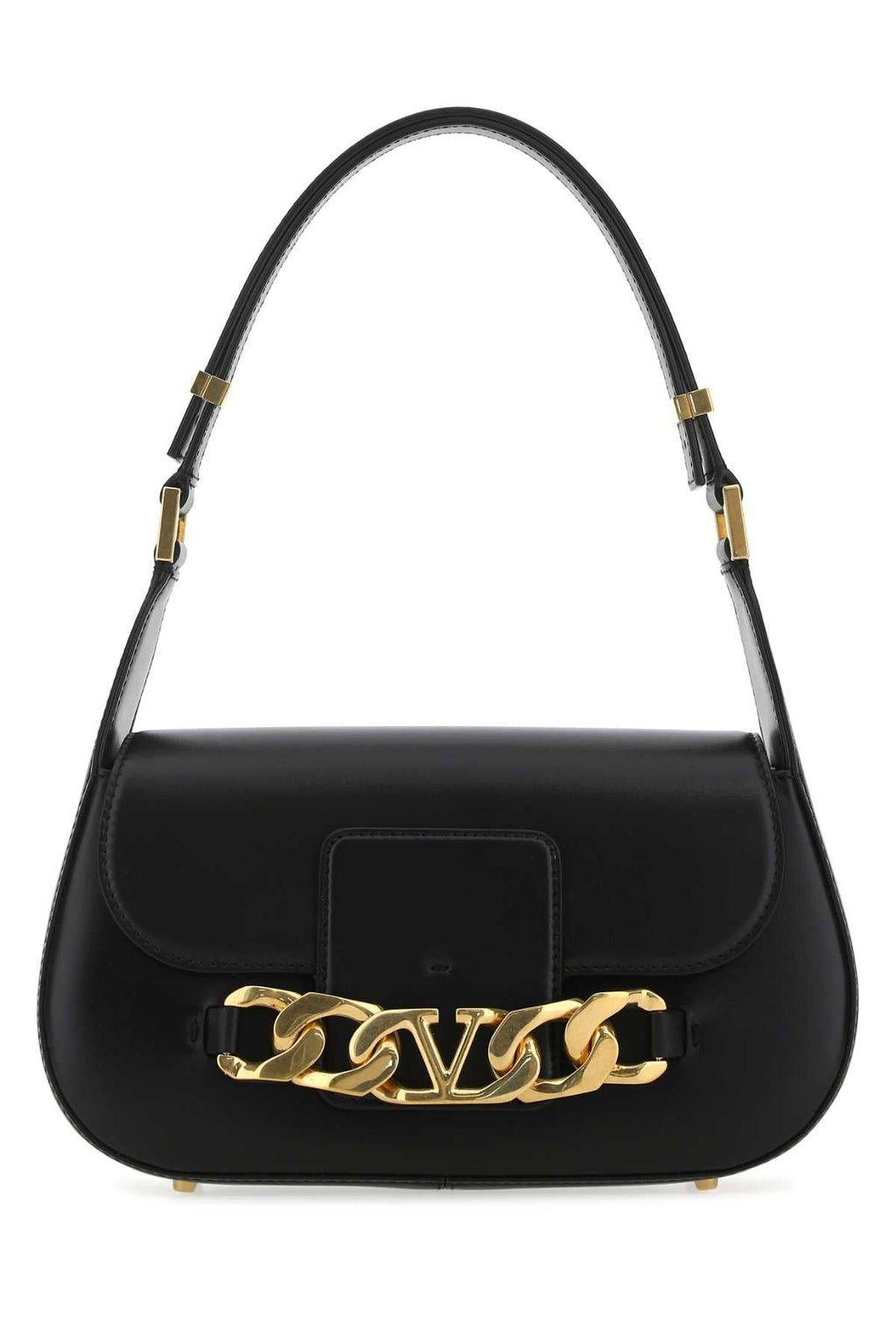 Valentino Garavani Women Black Leather Vlogo Chain Shoulder Bag