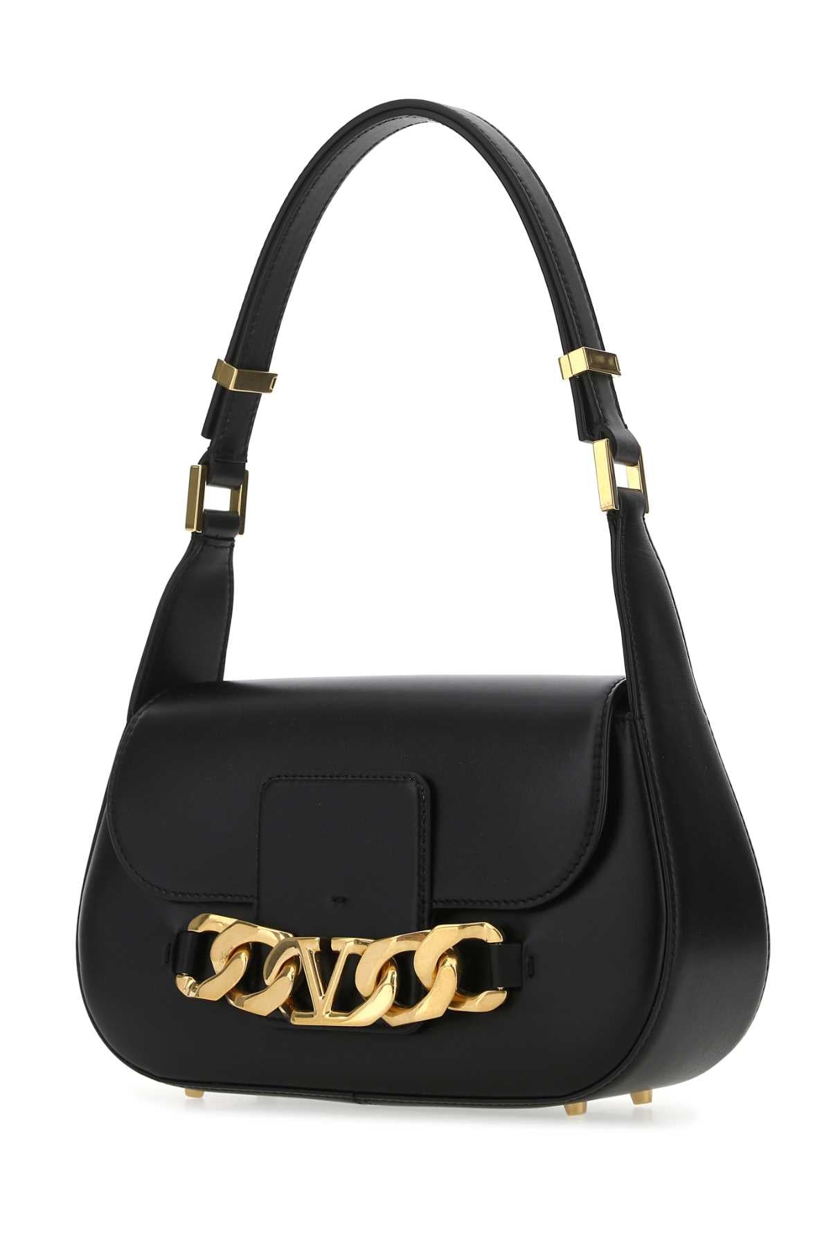 Valentino Garavani Women Black Leather Vlogo Chain Shoulder Bag