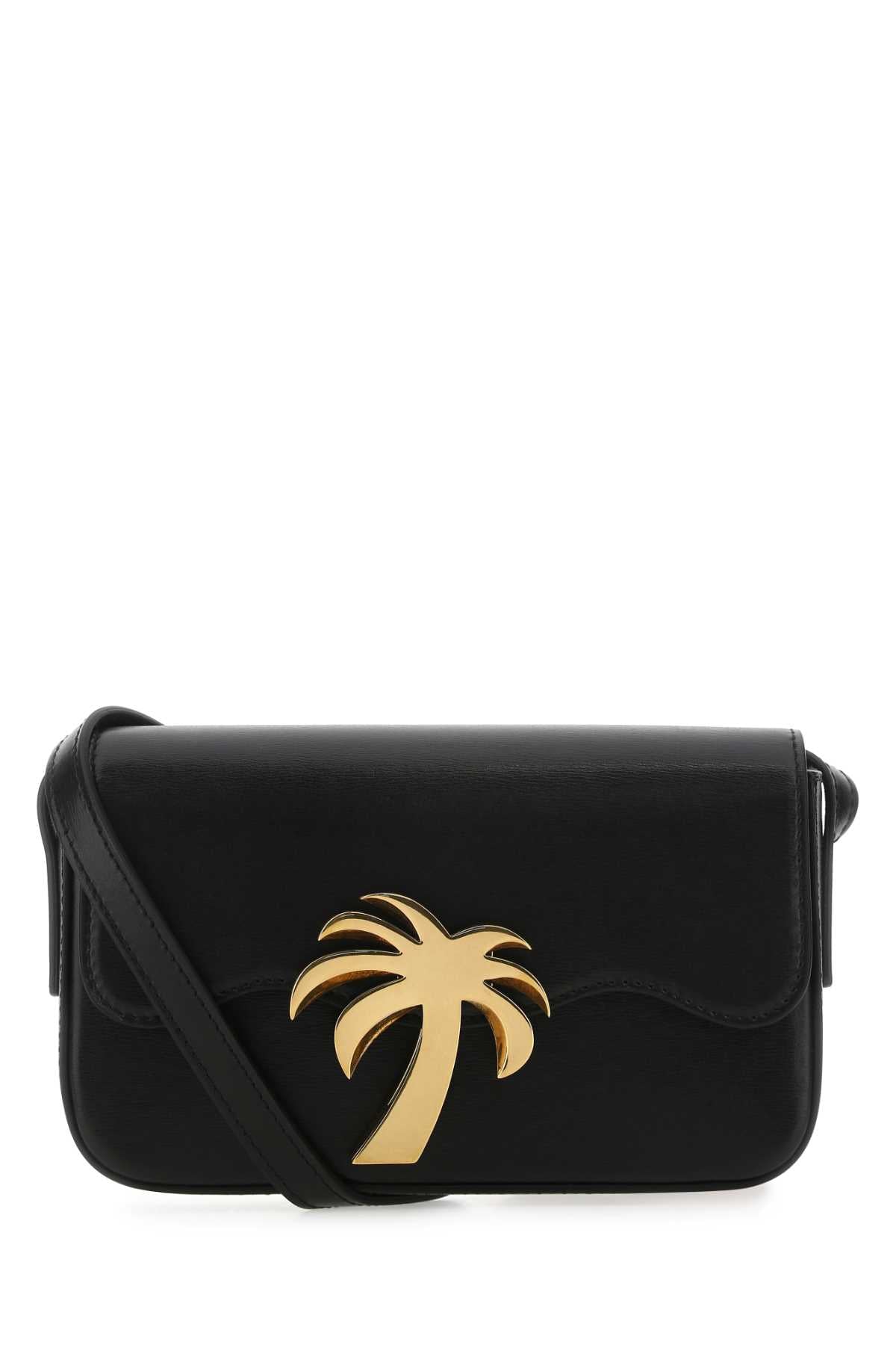 Palm Angels Women Black Leather Palm Beach Bridge Crossbody Bag