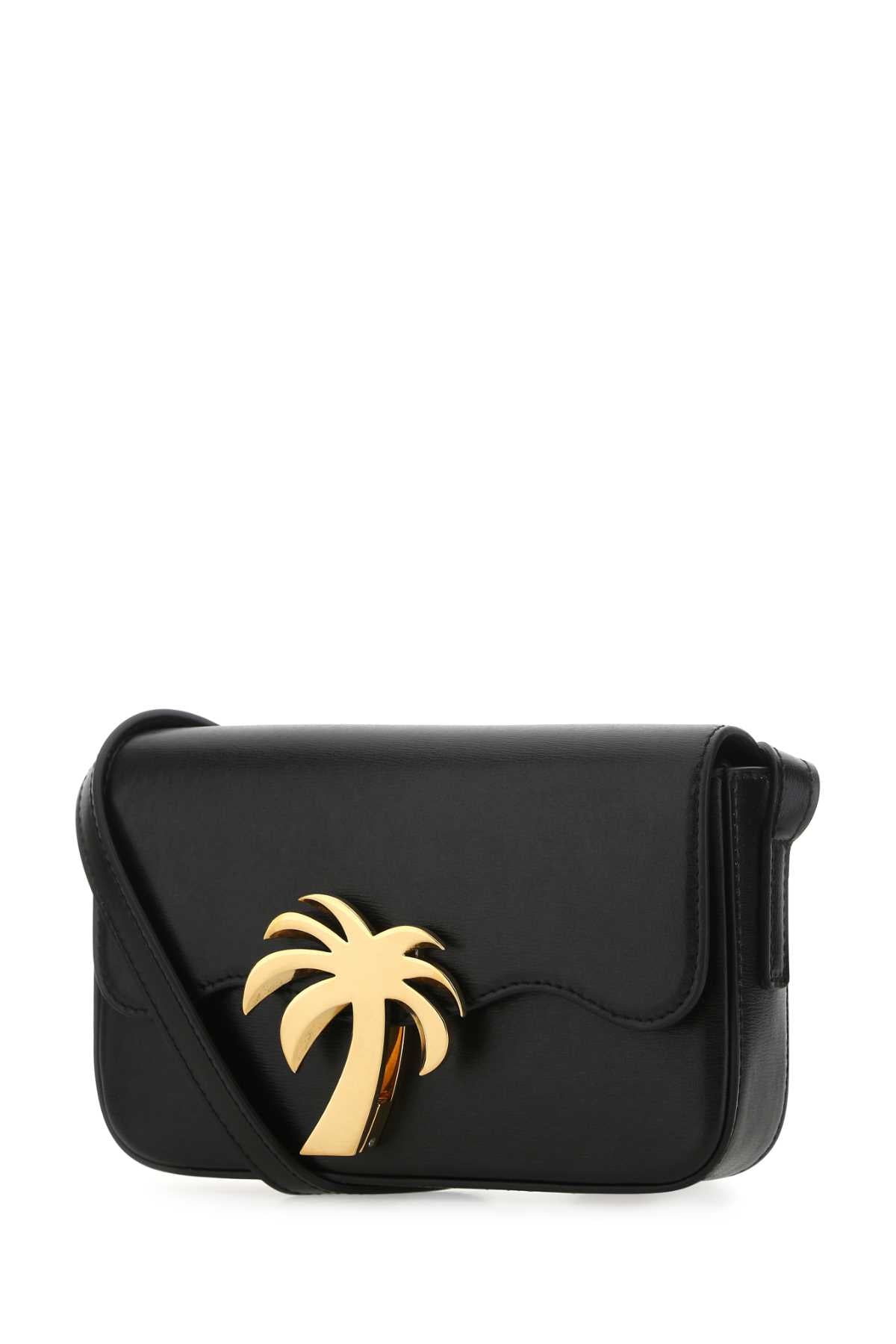 Palm Angels Women Black Leather Palm Beach Bridge Crossbody Bag