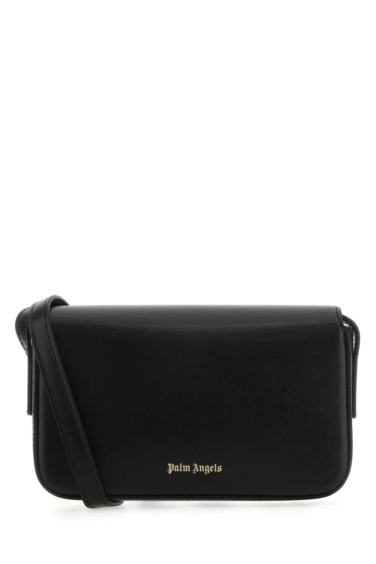 Palm Angels Women Black Leather Palm Beach Bridge Crossbody Bag