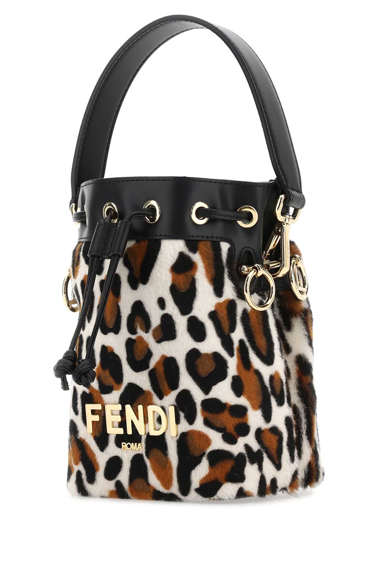 Fendi Women Printed Calf Hair And Leather Mini Mon Tresor Bucket Bag