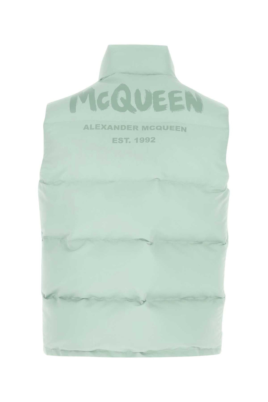 Alexander Mcqueen Men Sea Green Polyester Sleeveless Padded Jacket