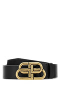 Balenciaga Men Black Leather Bb Belt
