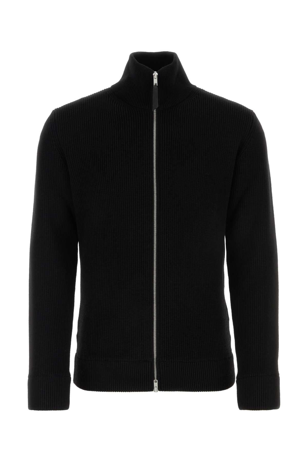 Maison Margiela Men Black Cotton Blend Cardigan