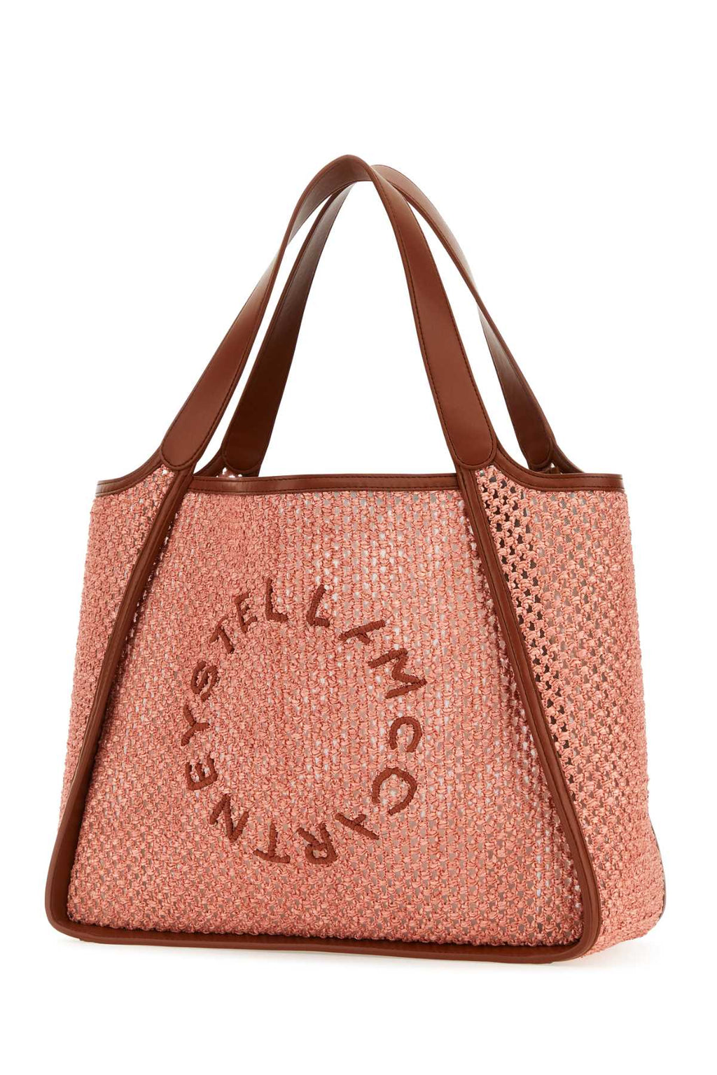 Stella Mccartney Women Pink Raffia Stella Logo Shopping Bag