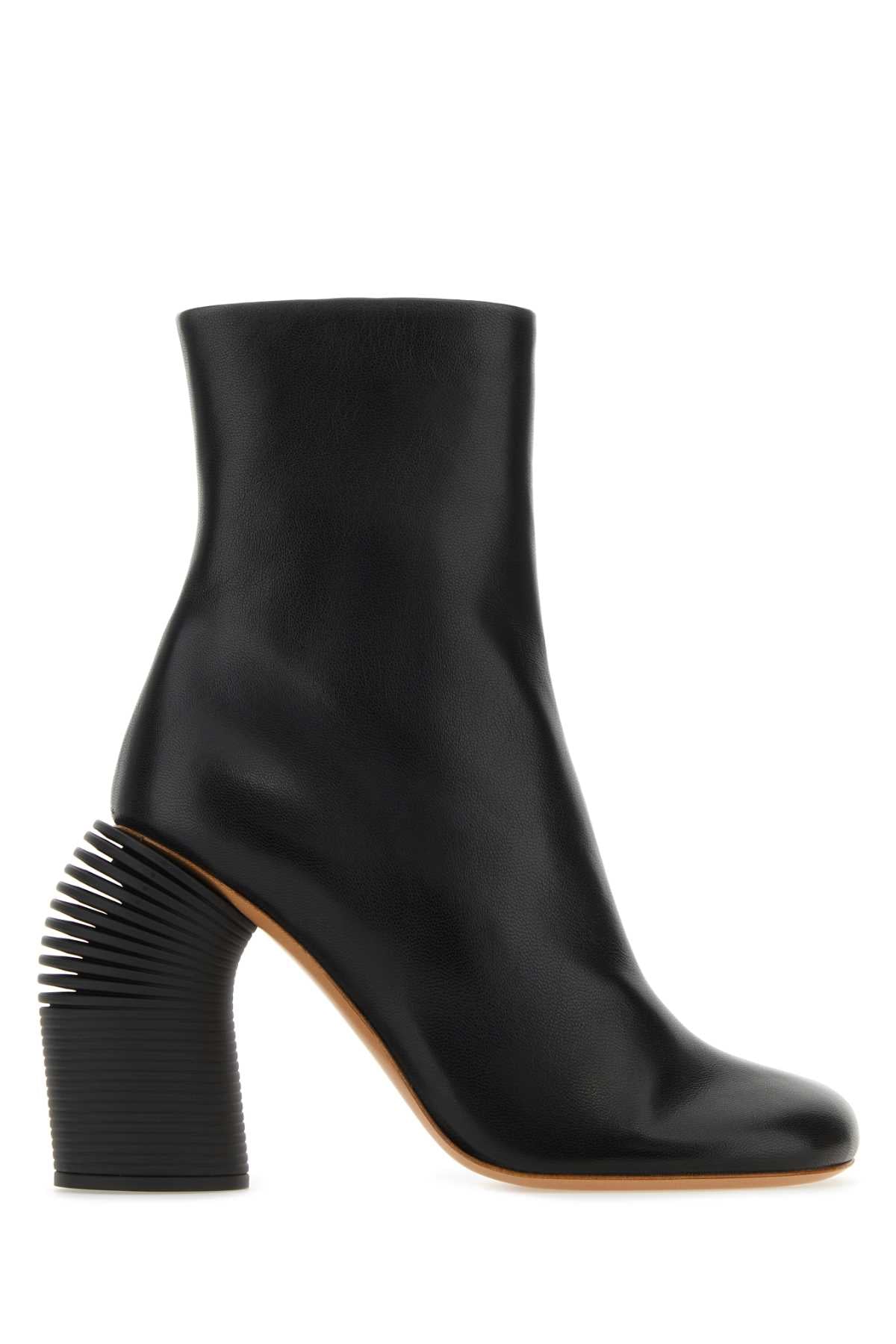 Off White Women Black Leather Spring Ankle Boots