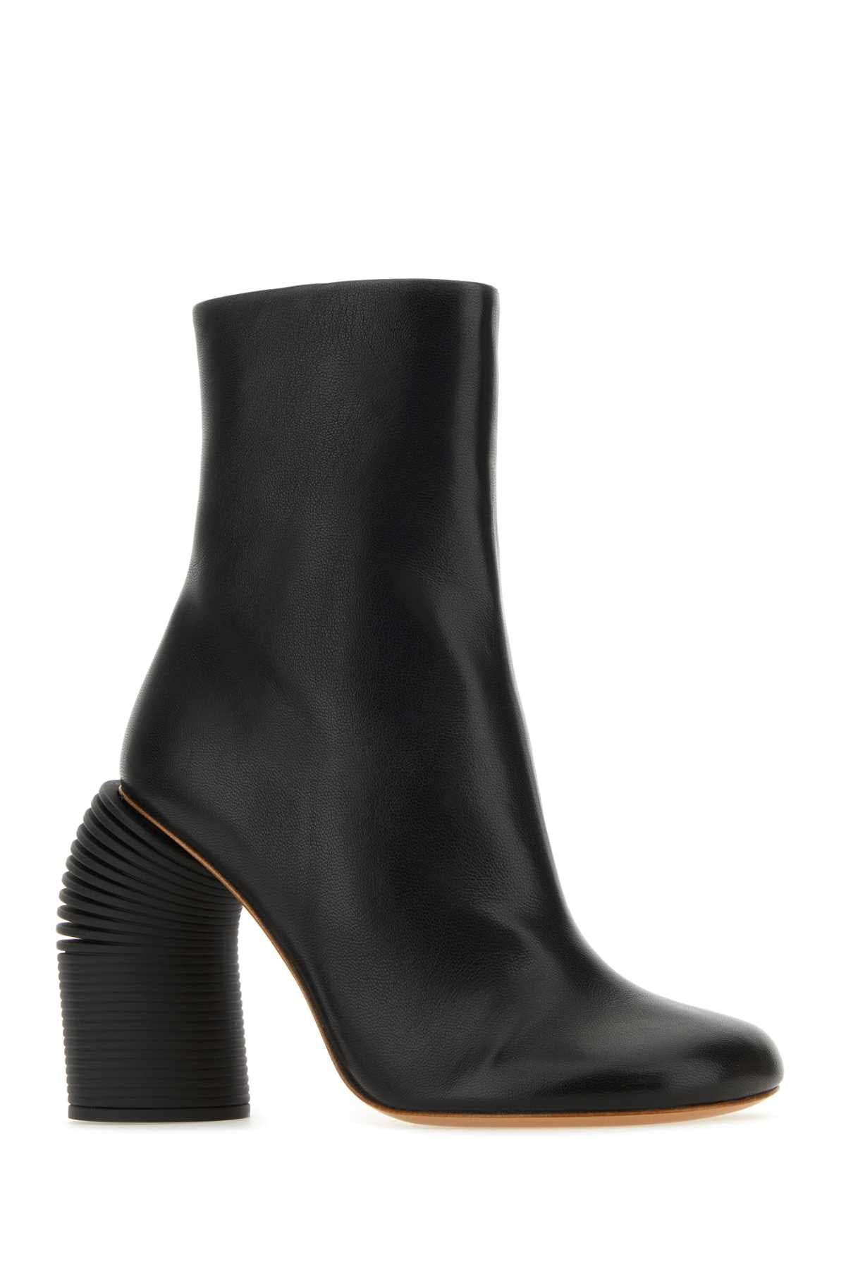 Off White Women Black Leather Spring Ankle Boots