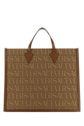Versace Men Embroidered Canvas Versace Allover Shopping Bag