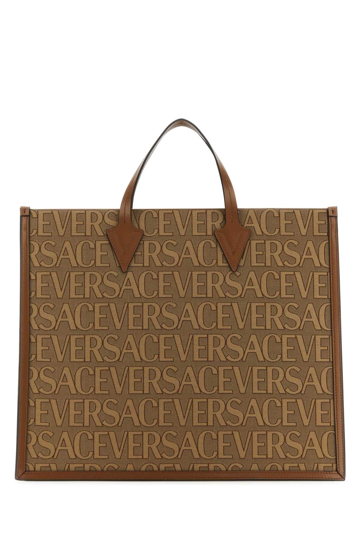 Versace Men Embroidered Canvas Versace Allover Shopping Bag