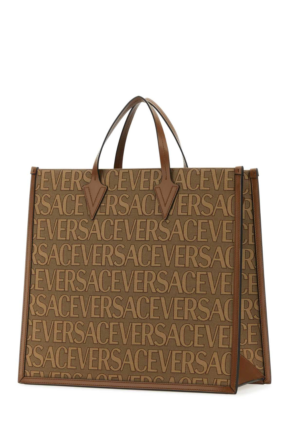 Versace Men Embroidered Canvas Versace Allover Shopping Bag