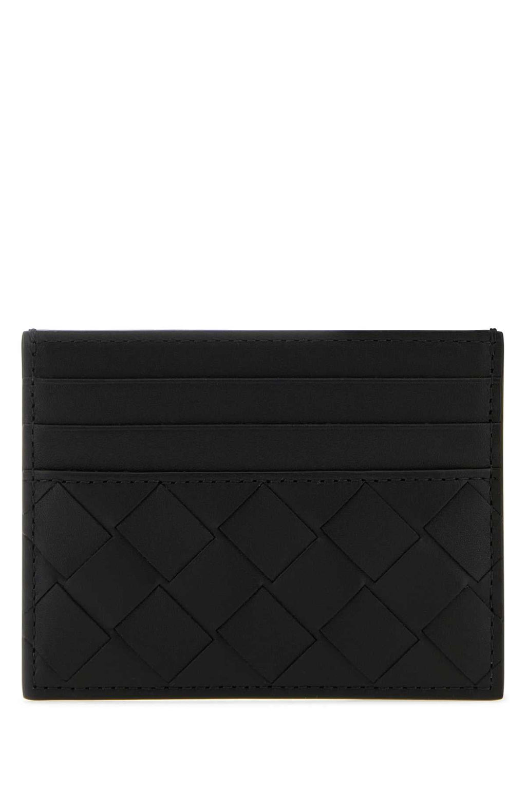 Bottega Veneta Men Black Leather Card Holder