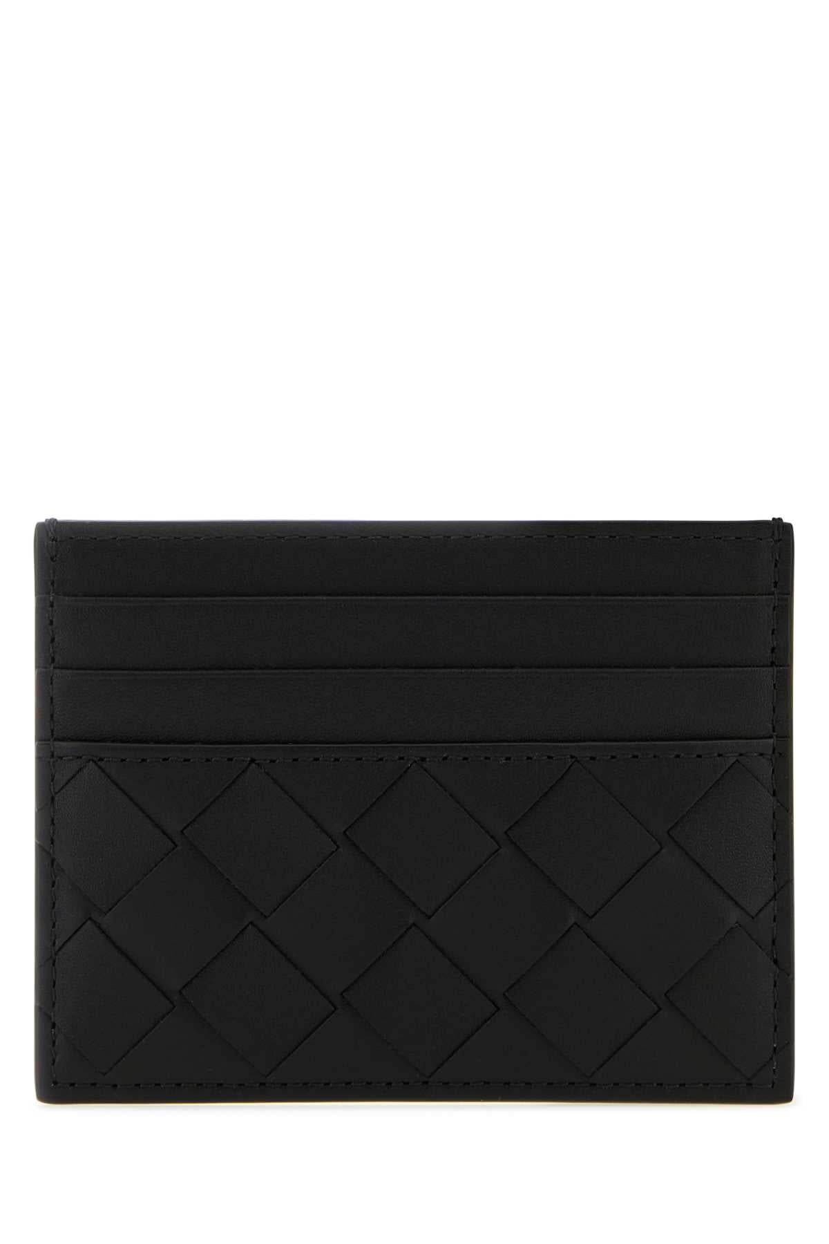 Bottega Veneta Men Black Leather Card Holder
