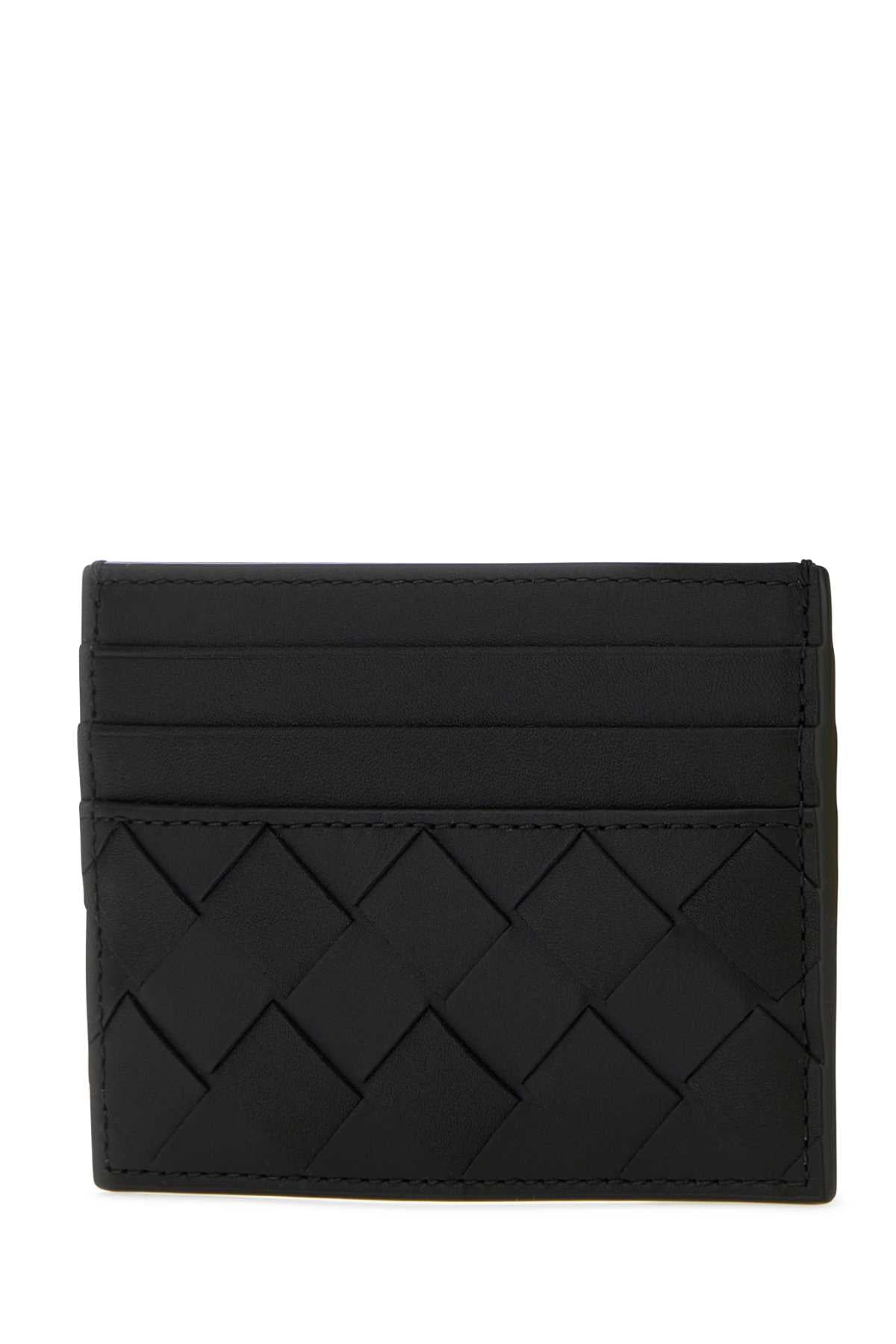 Bottega Veneta Men Black Leather Card Holder